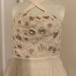 Cream & Brown Formal Dress